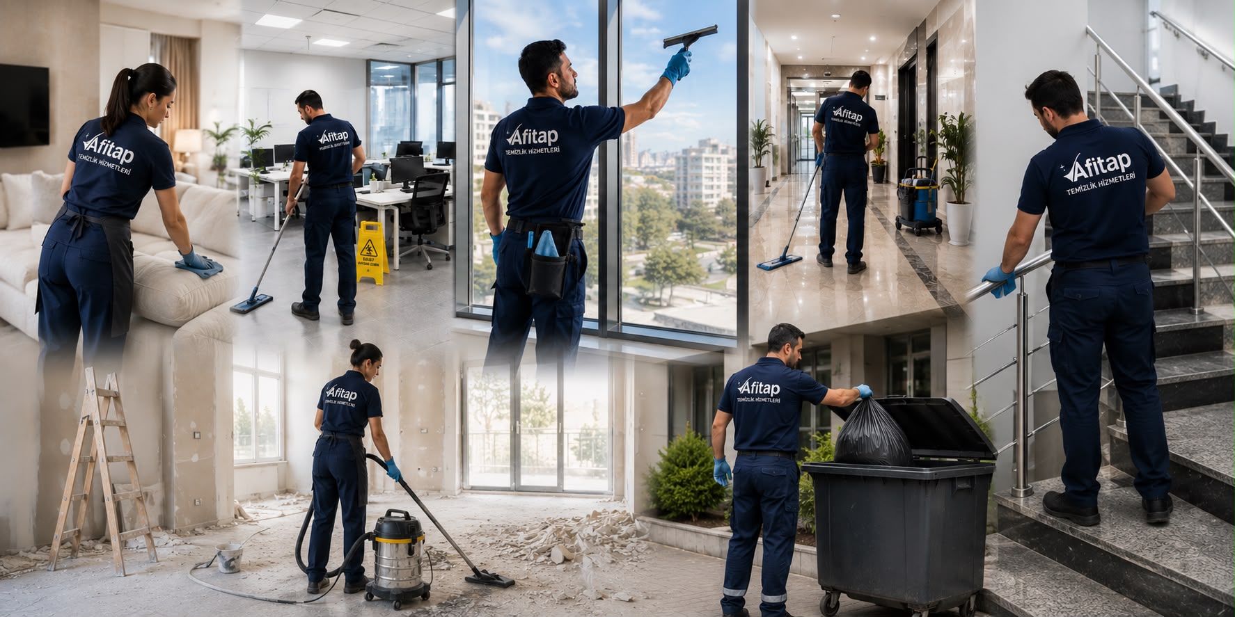 Çalışan ekibin olduğu temizlik hizmeti görseli